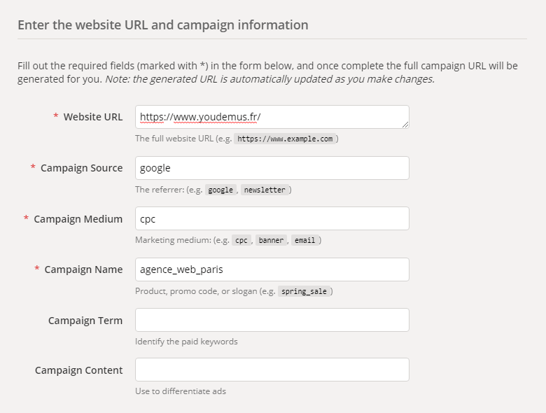 Google URL Builder