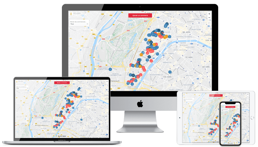 aperçu de la plateforme sur plusieurs écrans