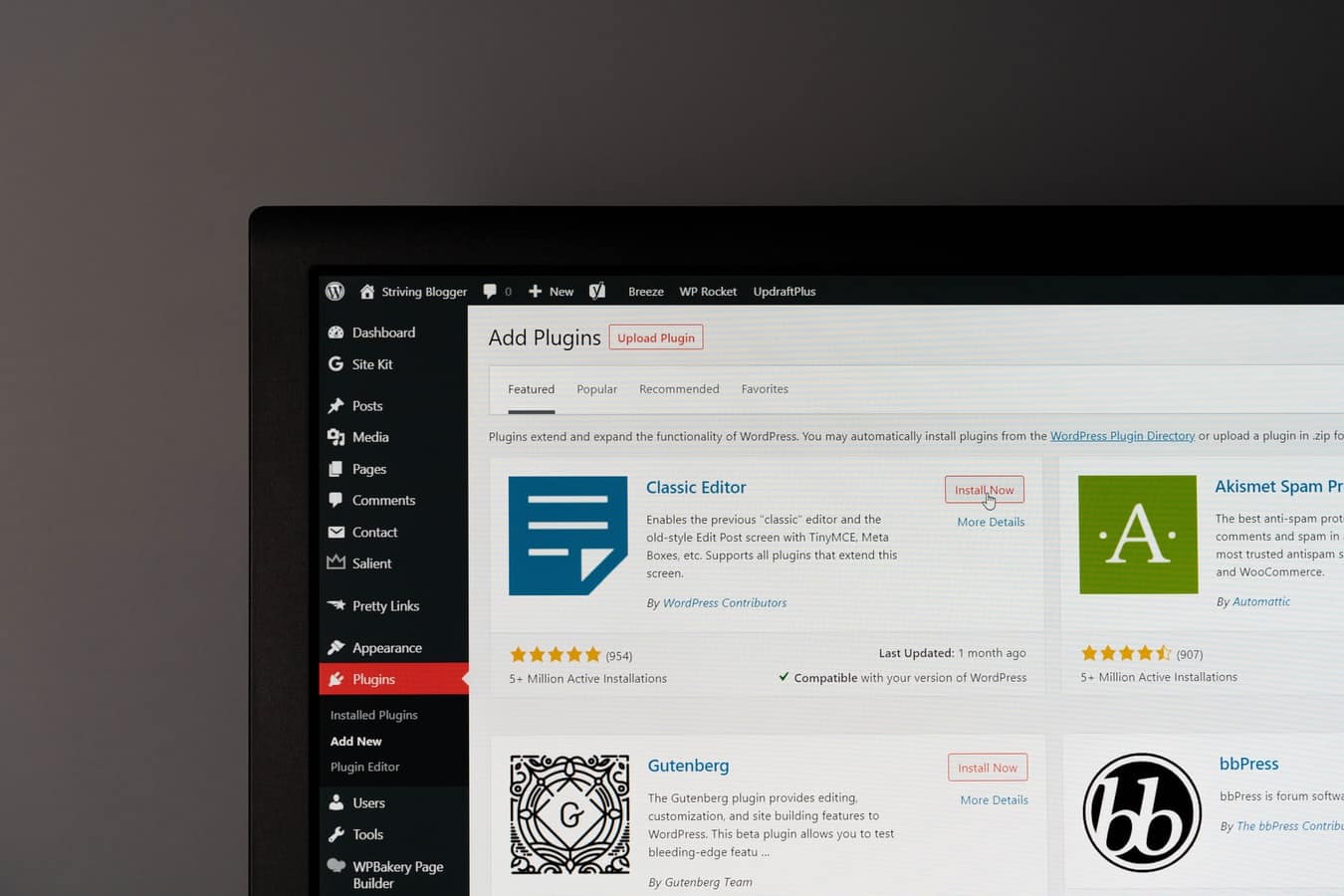 Ecran montrant comment ajouter un plugin